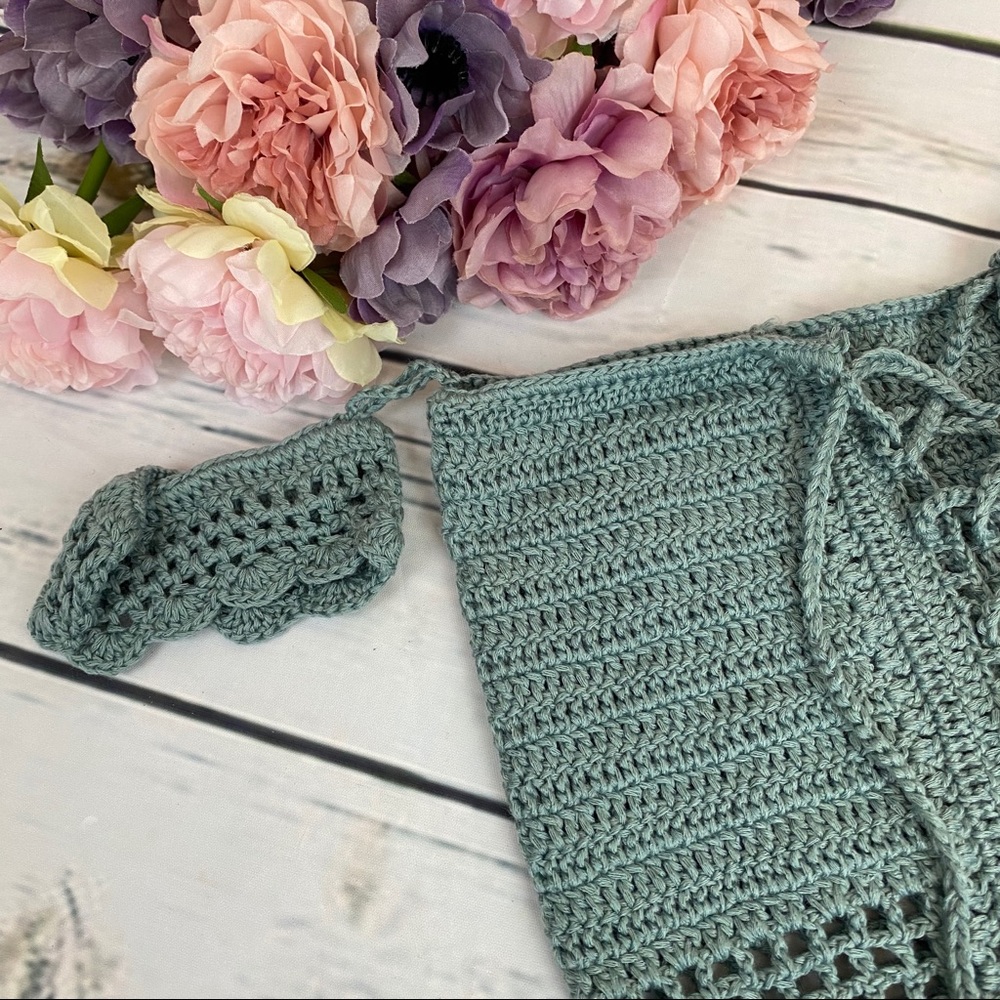 Boho Crochet Lace Up Beach Dress Bikini Coverup - Picture 13 of 16